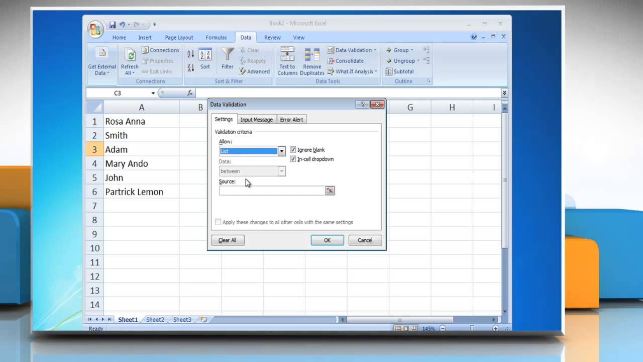 Excel 2007: How to Create Drop Down List