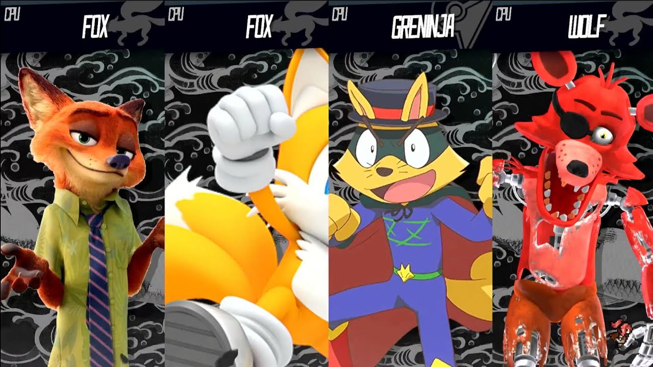 Tails vs Zorori vs Nick Wilde vs Foxy - Requested Smash Battle