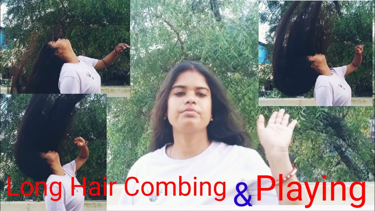 Long Hair Front Combing & Playing | Long Hair Combing | Long Hair Playing By Myself