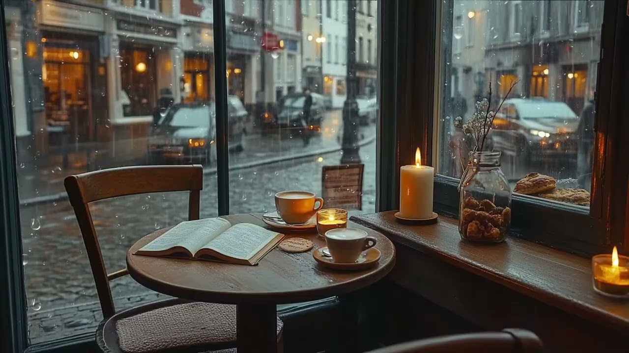 Rain Afternoon in Coffee Shop with Jazz Music | Relax Study Focus Sleep