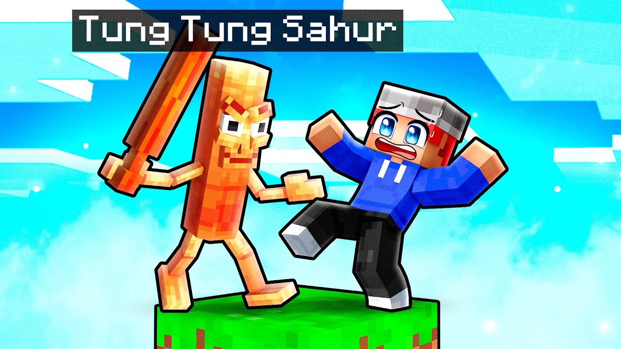 Stuck on ONE BLOCK With TUNG TUNG TUNG SAHUR in Minecraft!