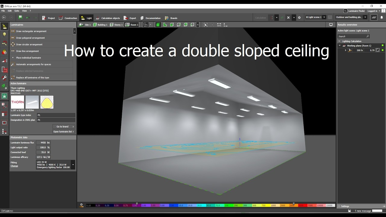 How to create a double slope ceiling?