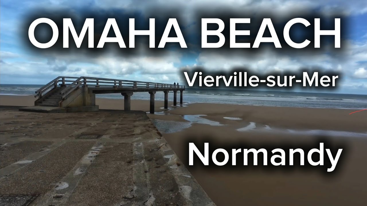 Exploring Omaha Beach. Pier & Memorials in Vierville-sur-Mer, Normandy 