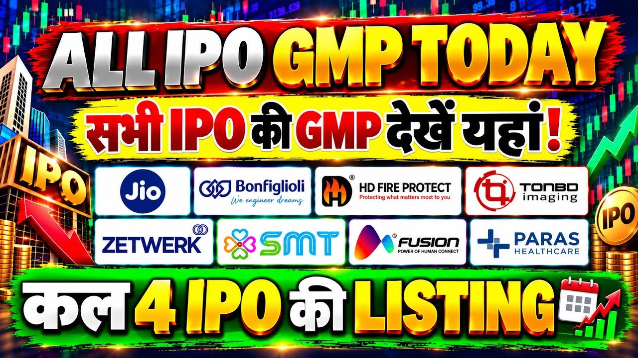 All IPO GMP Today 🔥 Jio Platforms IPO GMP | Tonbo Imaging IPO Listing 💥 Bonfiglioli, Zetwerk IPO GMP