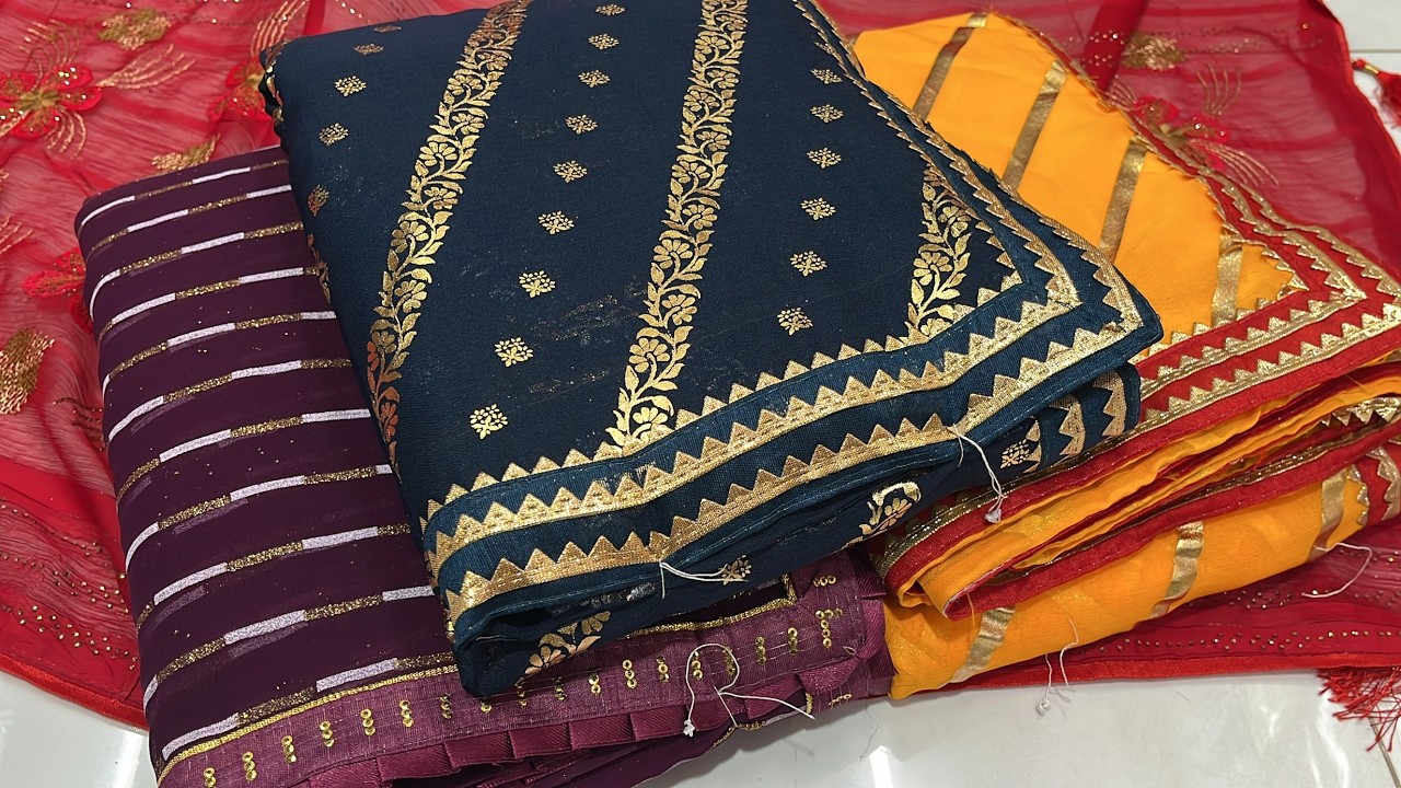 हैवी वर्क Saree यहाँ 350|- 450|- 550|- रुपये में😍 Saree manufacturer in surat | Surat saree market