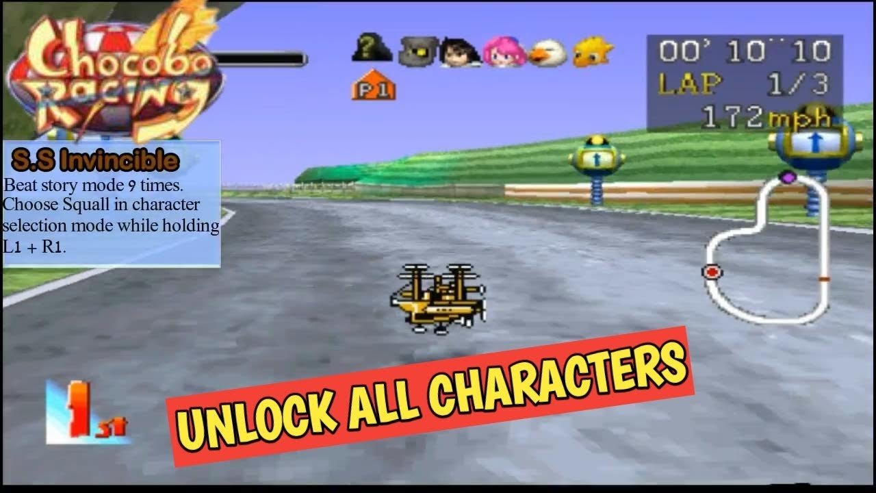 Chocobo Racing PS1 - Unlock All Characters
