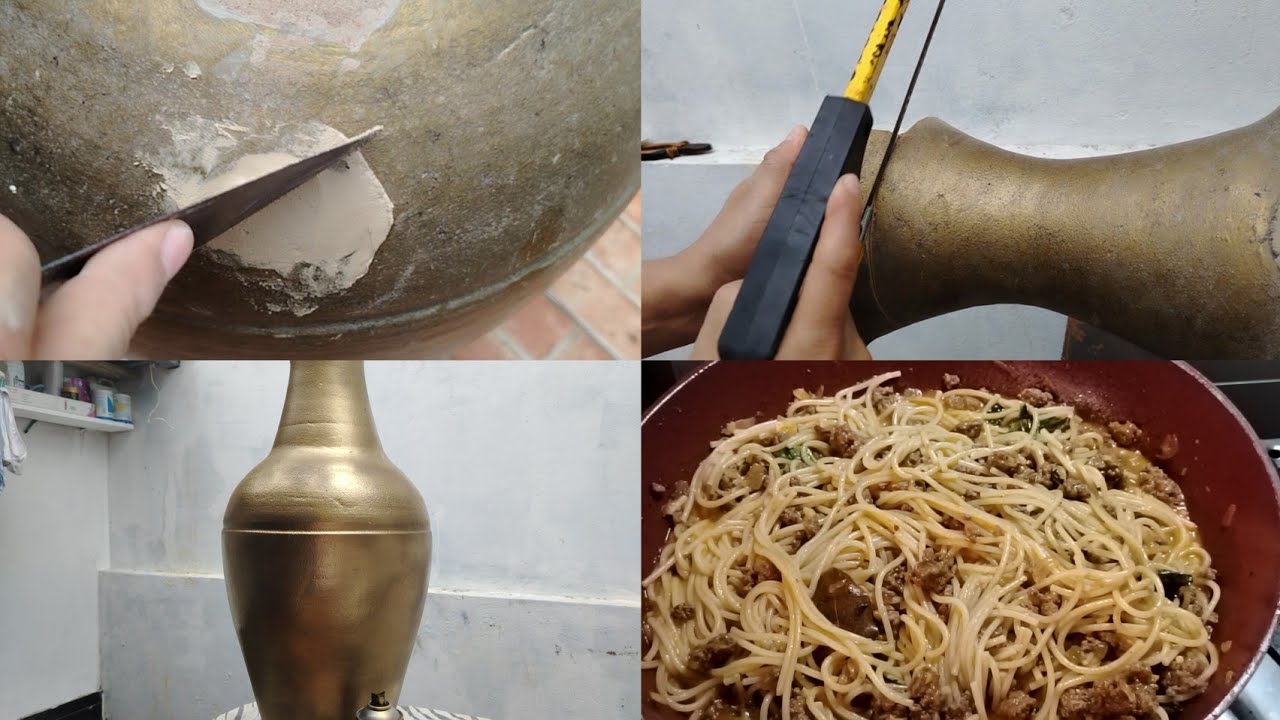 Preparando receta fácil de espaguetis y como restaurar un jarron #cocina #comida #almuerzo 