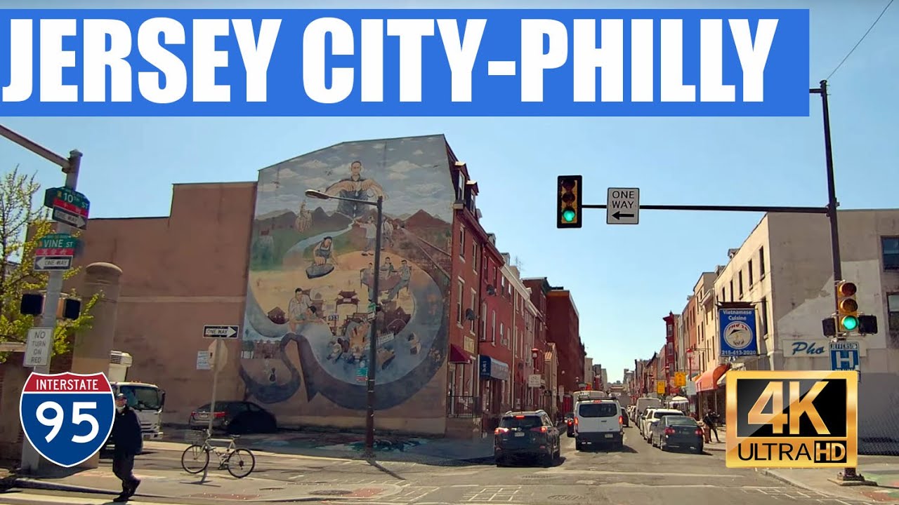 Jersey City Heights to Philadelphia Chinatown drive via Interstate 95 (4K)