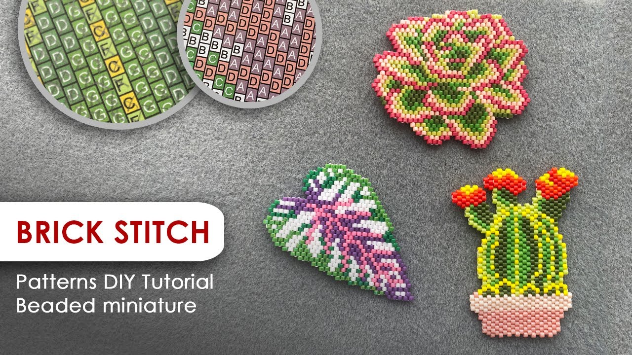 BRICK STITCH BEAD WEAVING TUTORIAL - creating miniature beaded woven beadwork with patterns
