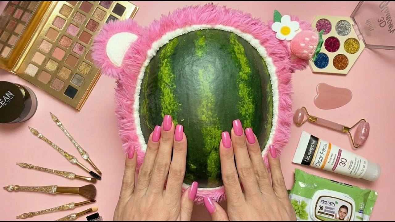 ASMR Makeup on Watermelon 🍉 ( No Talking)