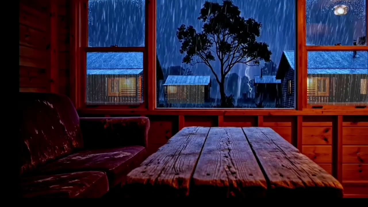 🌲 A Quiet Rainy Night in a Remote Forest Cabin