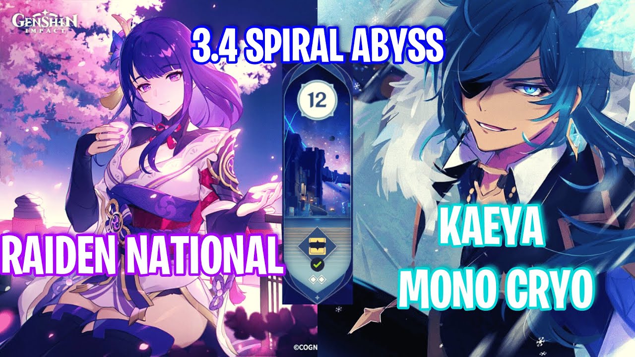 3.4 SPIRAL ABYSS || Raiden National and Kaeya-Shenhe Mono Cryo Team Floor 12 || 【Genshin Impact】