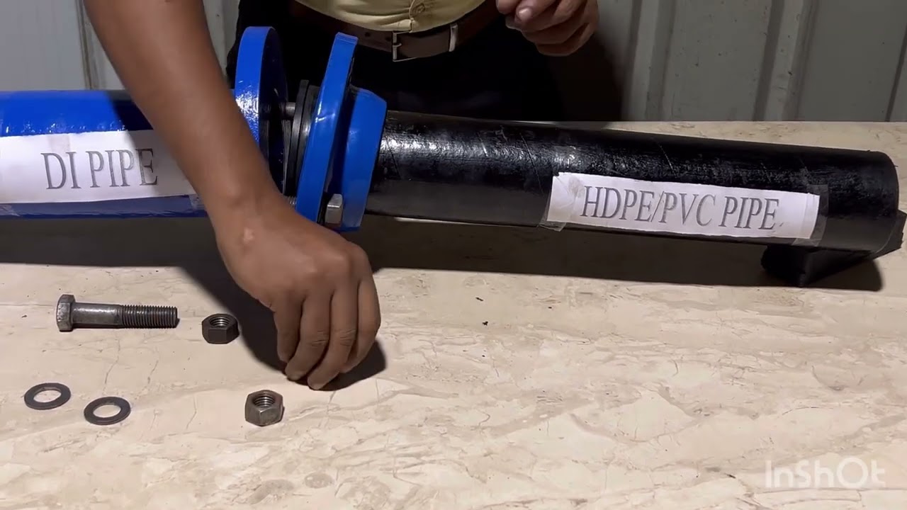 Quick flange adaptor installation with DI pipe and HDPE/PVC pipe