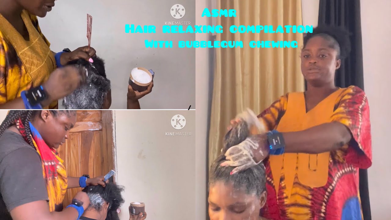 ASMR ✨Relaxing my sisters and mums hair with bubblegum chewing sound. COMPILATION