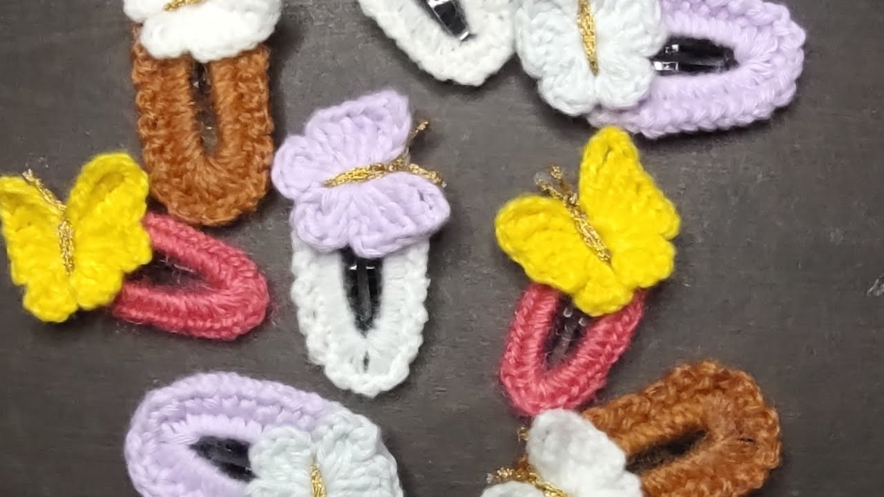 Diy Crochet Butterfly Hair Clip  बनाना बेहद आसान 🦋 #shortsfeed#trending #shorts#viralshorts 
