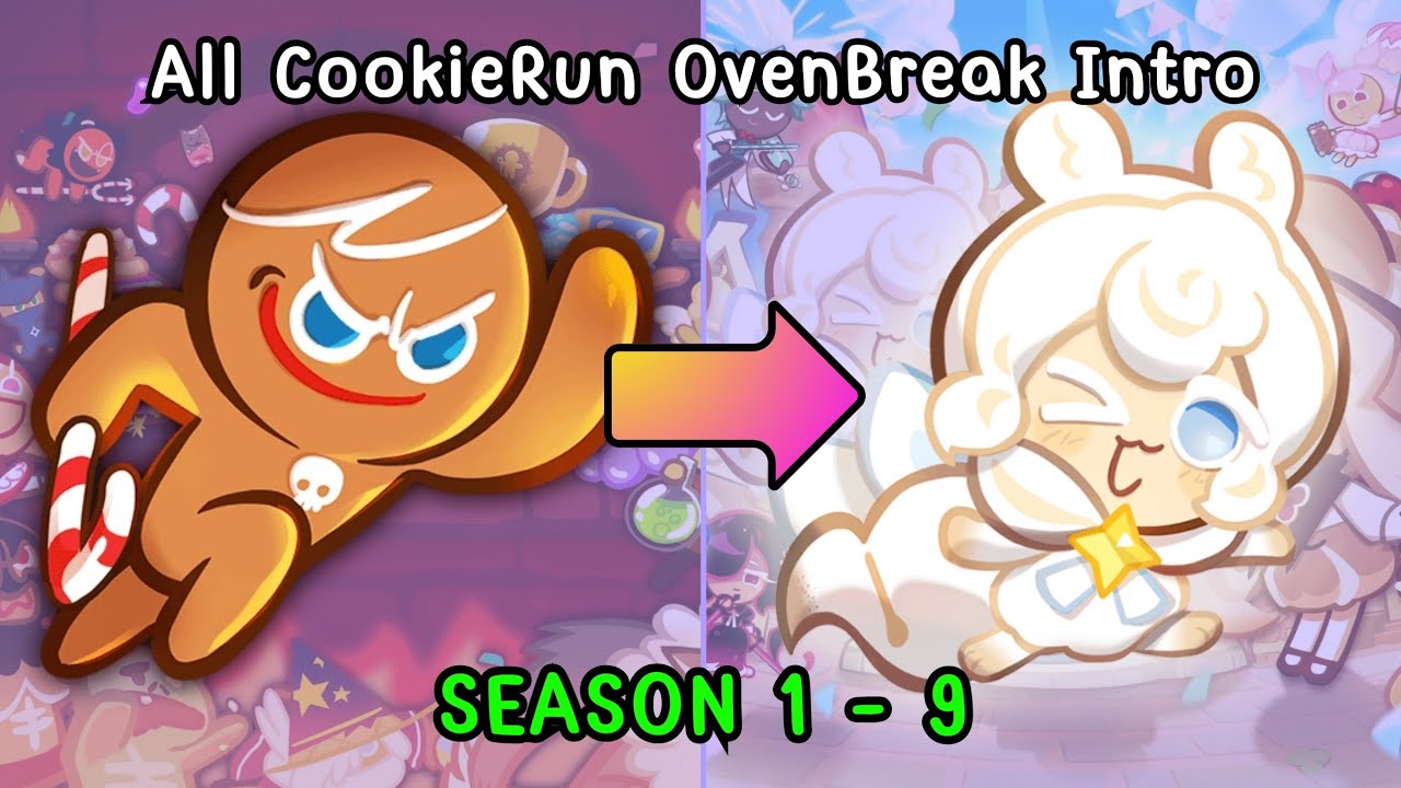 All Cookie Run OvenBreak Season 1-9 Intro Compilation (Up to Cream Ferret Cookie)