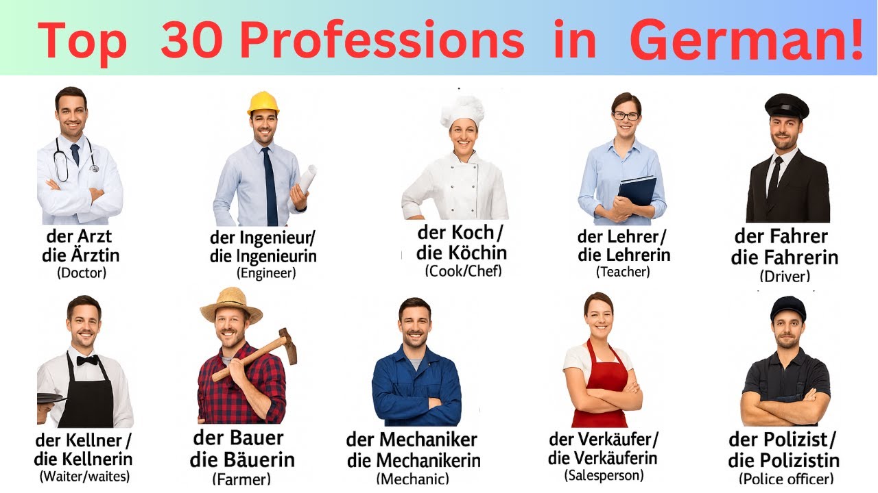 Top 30 Professions in German | Learn German Vocabulary with Video