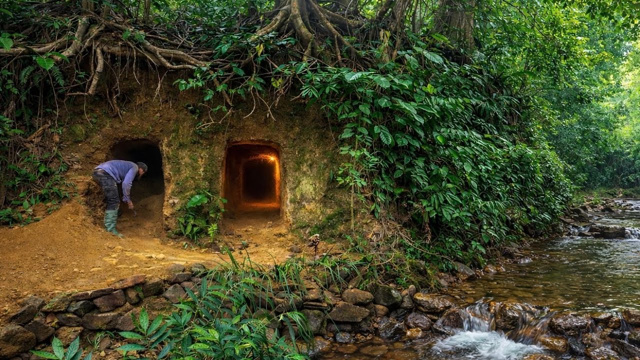 Full video of 100 days of survival in the forest and making a shelter underground alone