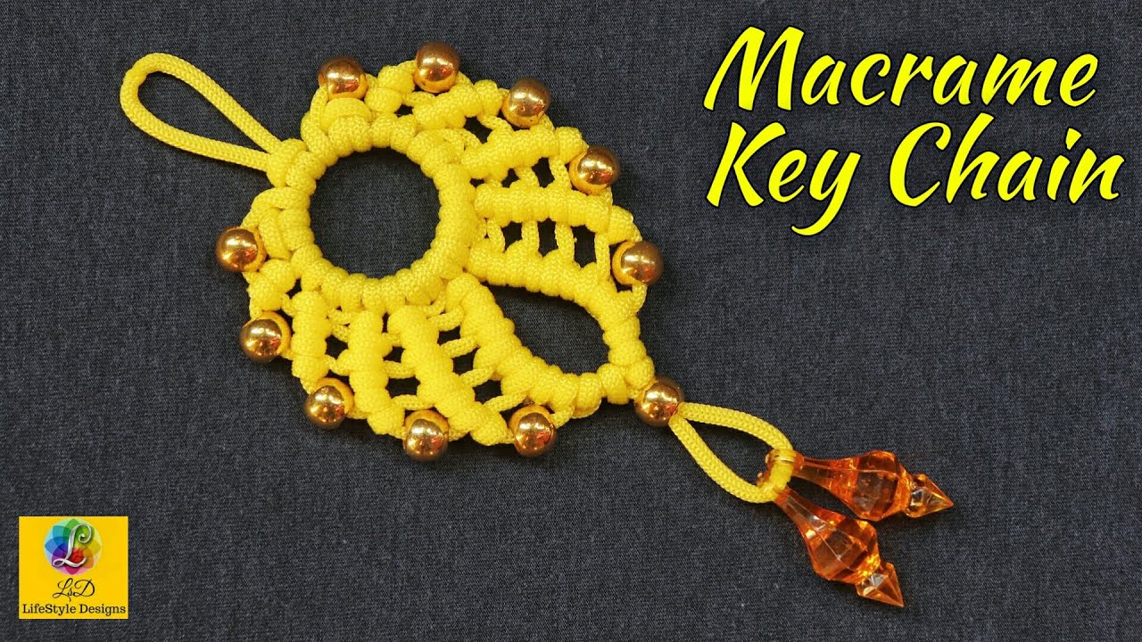 Simple Macrame Key Chain /Waste Macrame Key Chain with Piping Knot /Key Chain Handmade DIY Tutorial