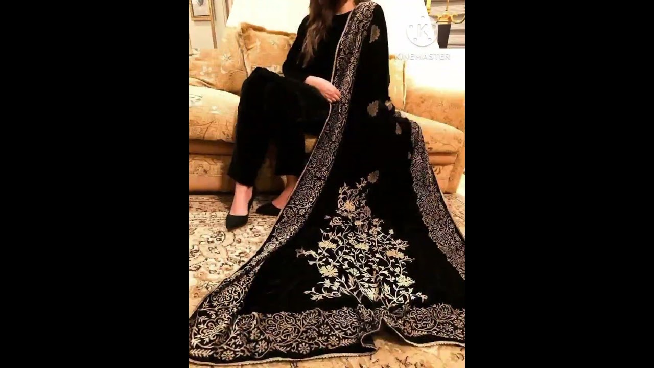 Velvet Shal || velvet dupatta || winter dresses design || latest winter dress