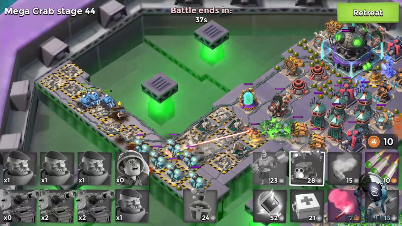 May 2018 Mega Crab stage 44 - 2 attacks - Boom Beach