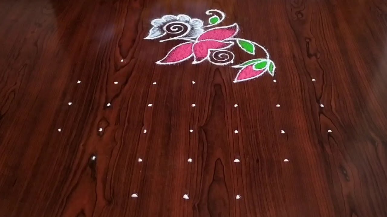 Simple & easy daily flower kolam (7×3×3) dot's...