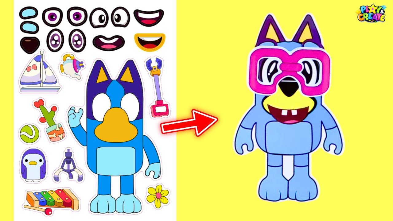 Bluey and Bingo Make a Funny Face Stickers!