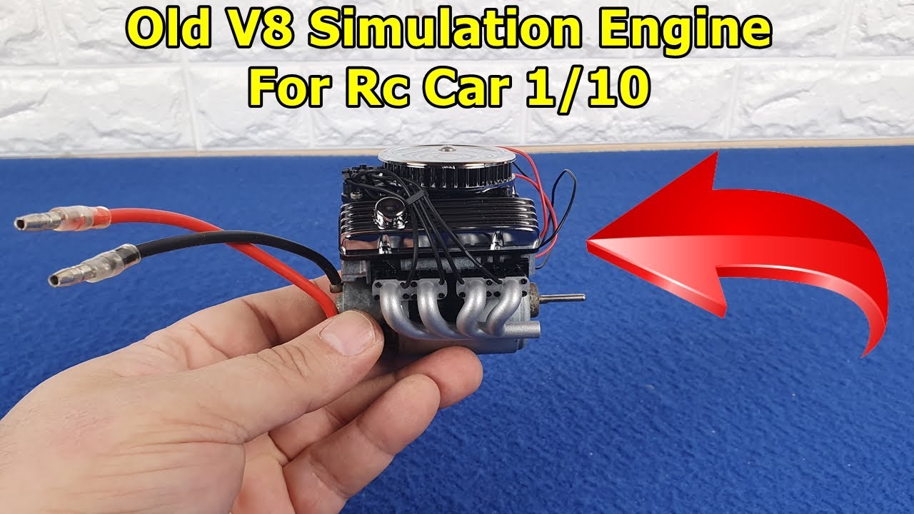 Grc V8 Simulation Engine Rc Car 1/10 For Trx4 Axial Scx10 Gen8 Similar Fan Radiator F82 Electric