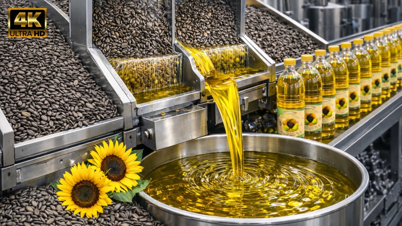 Inside a Massive Sunflower Oil Factory: From Seeds to Bottled Oil | Full Process