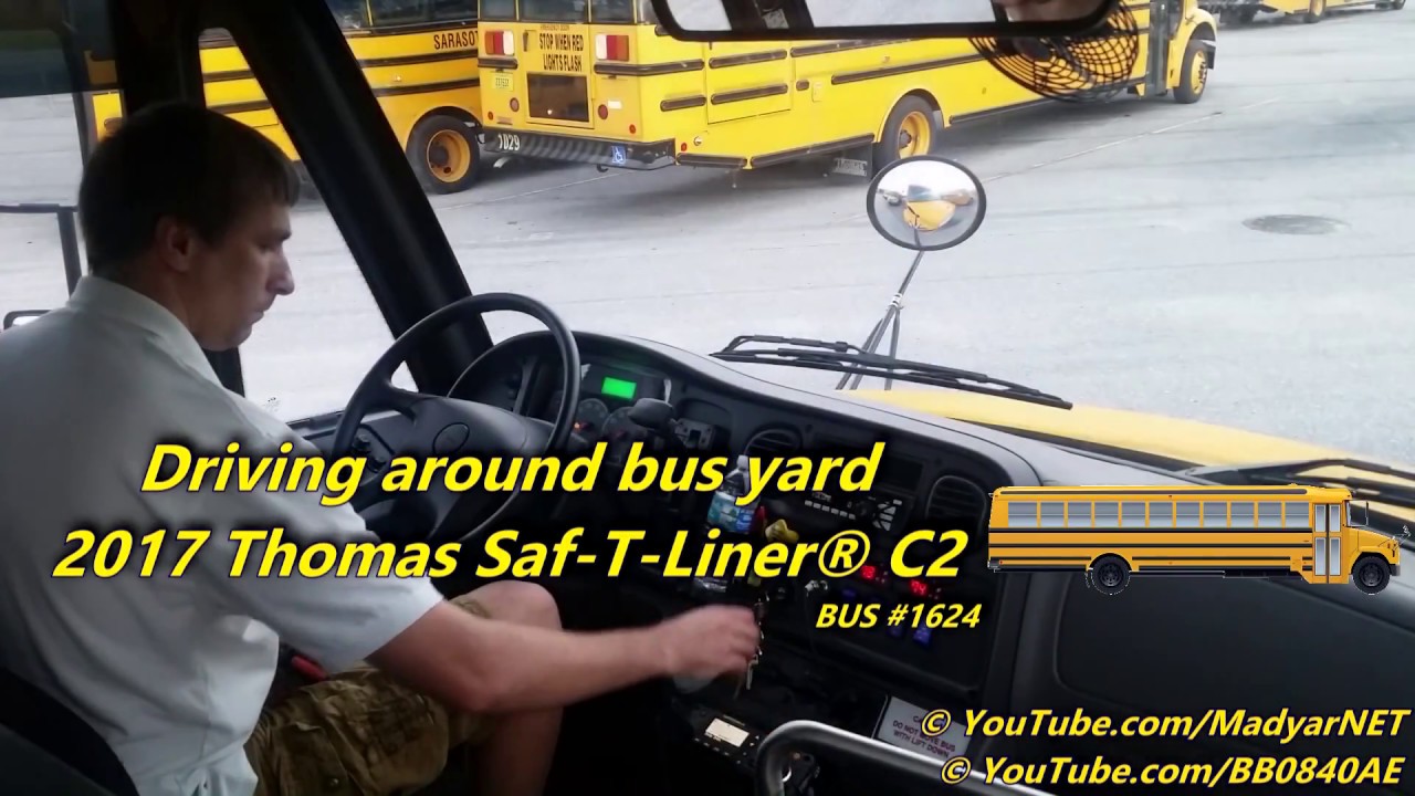 Driving 2017 Thomas Saf-T-Liner® C2 around bus yard [BUS #1624]