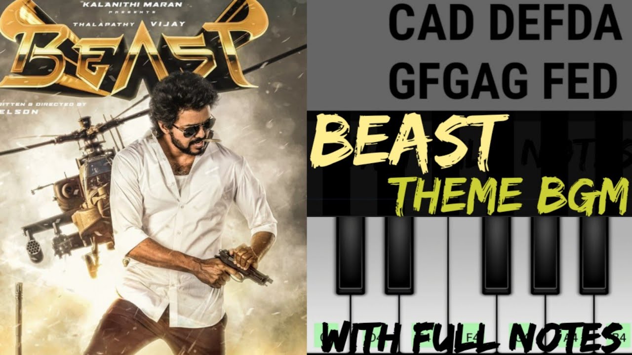 Beast - Thalapathy 65 Mass Bgm Piano Cover with Notes