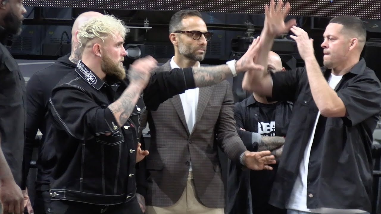 Jake Paul vs Nate Diaz Face-Offs: Paul & Diaz start Slap Fighting