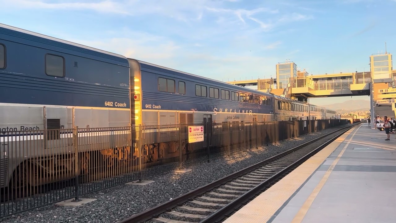 Amtrak cab car 6901 leads 785 with cdtx 2115 at Anaheim train station on 3/13/26