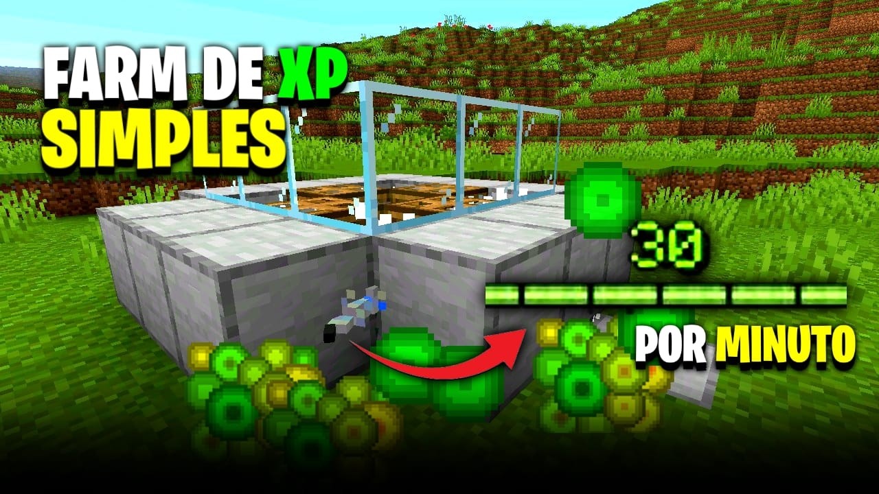 FARM DE XP SUPER FÁCIL no Minecraft Bedrock 1.21+ 🔥 (Sem TRIDENTE!)