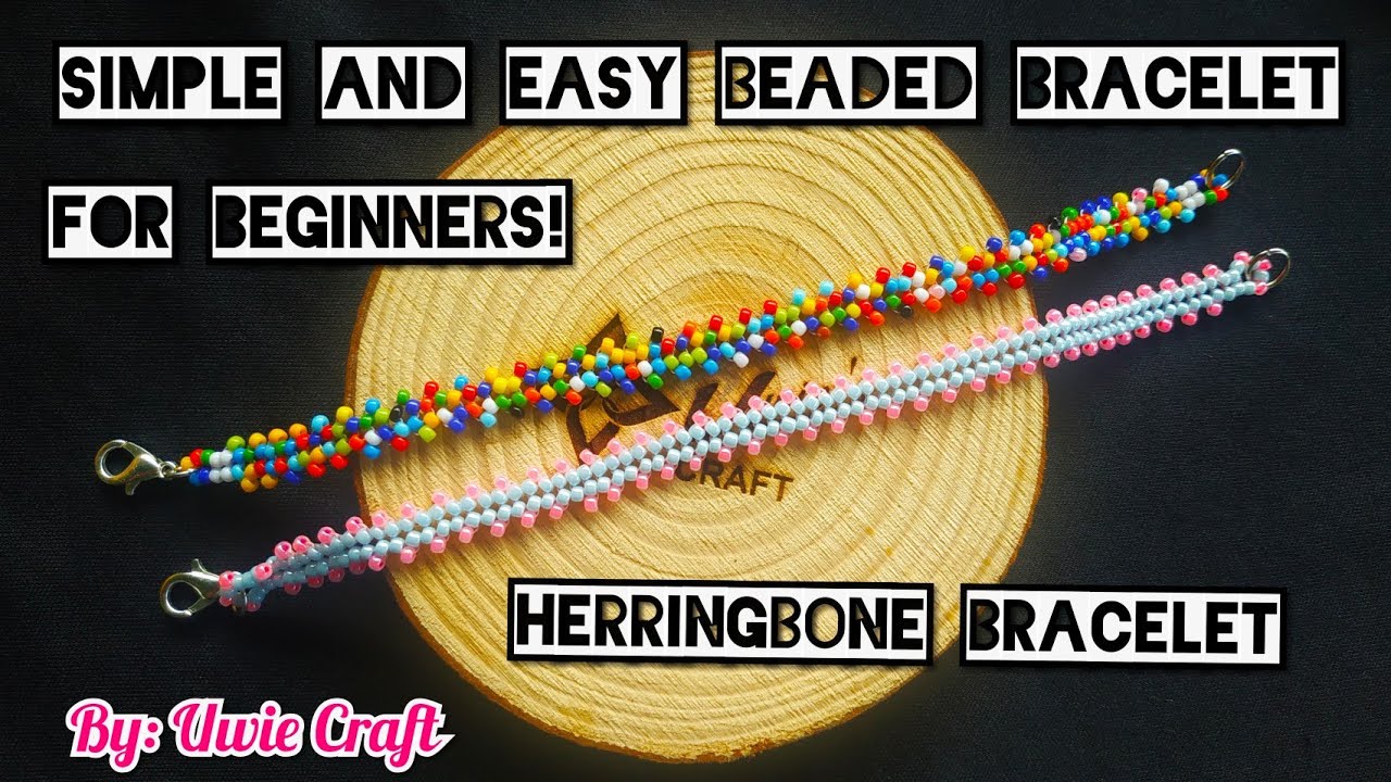 Beading Tutorial: How to make Easy Bracelet/anklet pattern for beginners//Herringbone Stitch