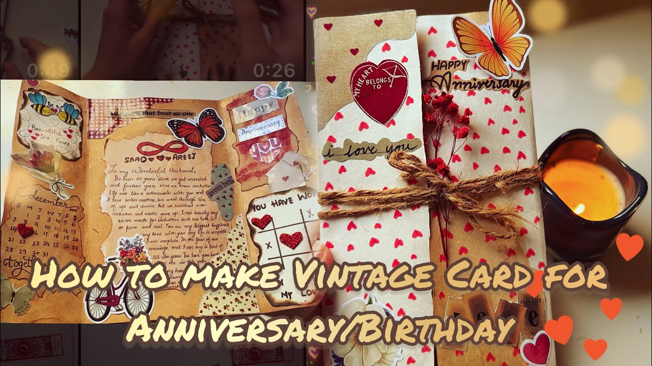 How to make DIY Aesthetic Vintage Card for Anniversary/Birthday | DIY idea for ANNIVERSARY 