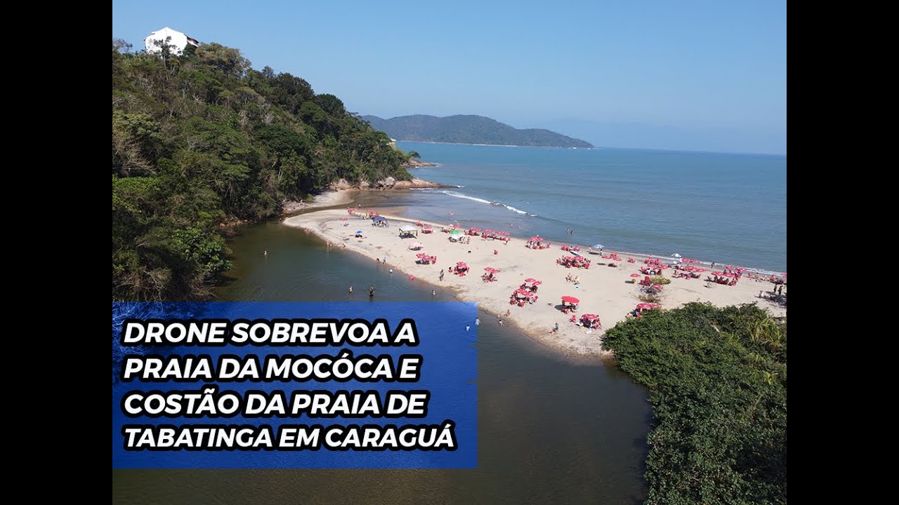 Drone sobrevoa a Praia da Mocóca em Caraguatatuba-SP