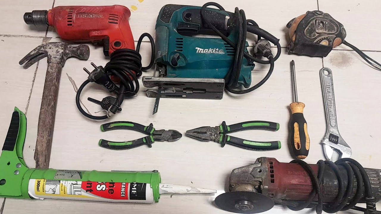 Engineering Tools collection : Jigsaw, Hammer, Pliers, Screwdriver, Gerinder