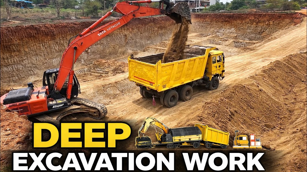 Heavy Excavator in Action 🏗️ | Massive Basement Digging at Construction Site