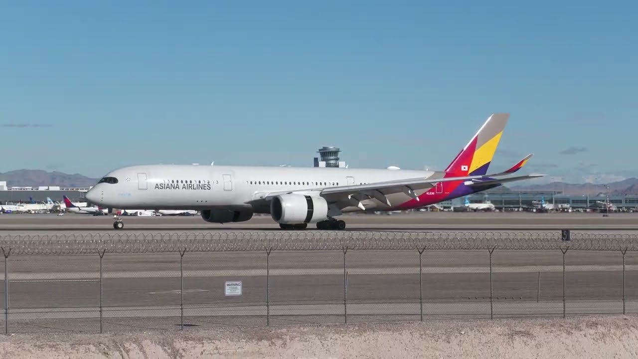 Asiana Airbus A350-941(HL8361) arriving and departing Las Vegas!