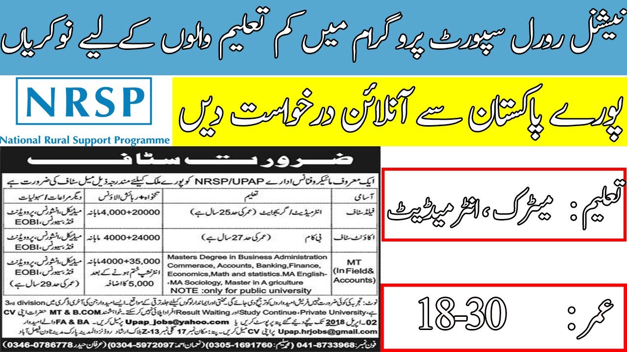 Jobs in National Rural Support Programme || pakistan daily jobs