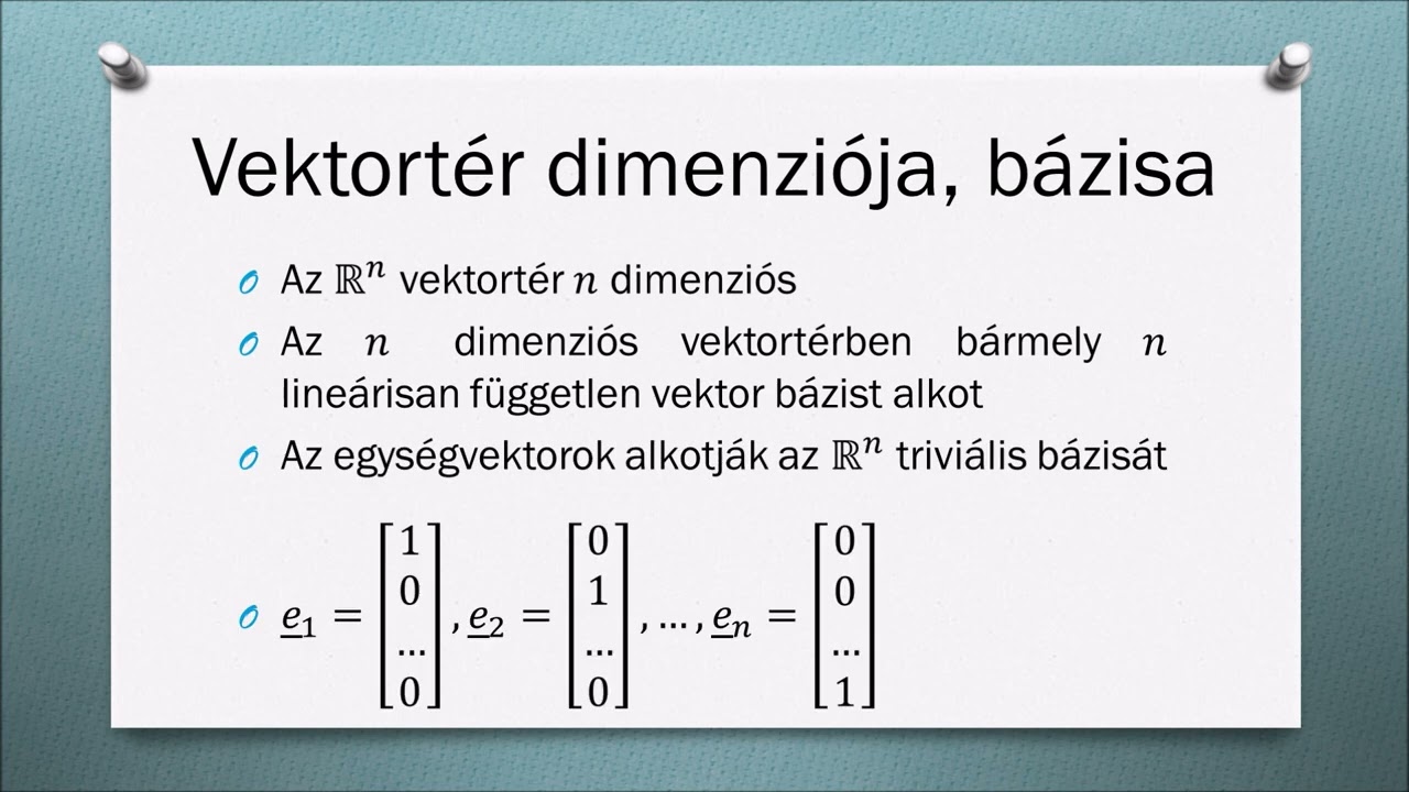 Vektorterek, vektorrendszerek - Dimenzi&oacute;, b&aacute;zis