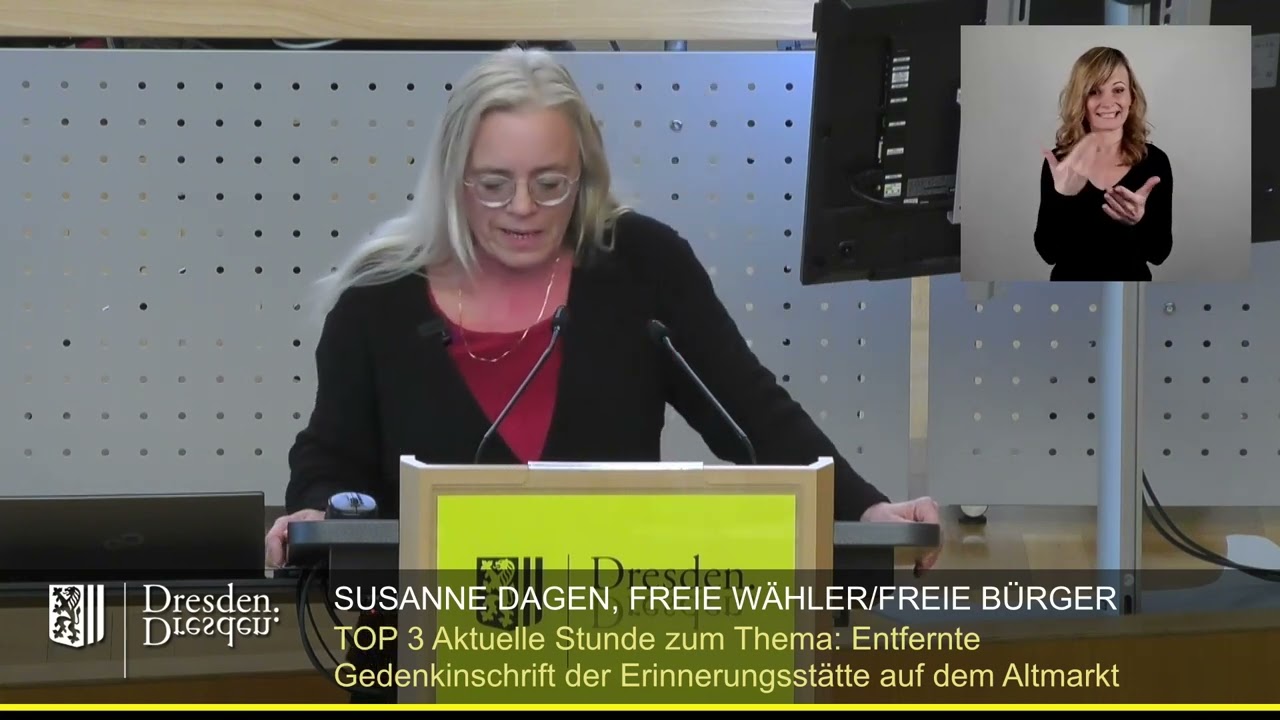 #staDDrat am 29. Februar 2024 Aktuelle Stunde Entfernte Gedenkinschrift auf dem Altmarkt & 2 Antr&auml;ge