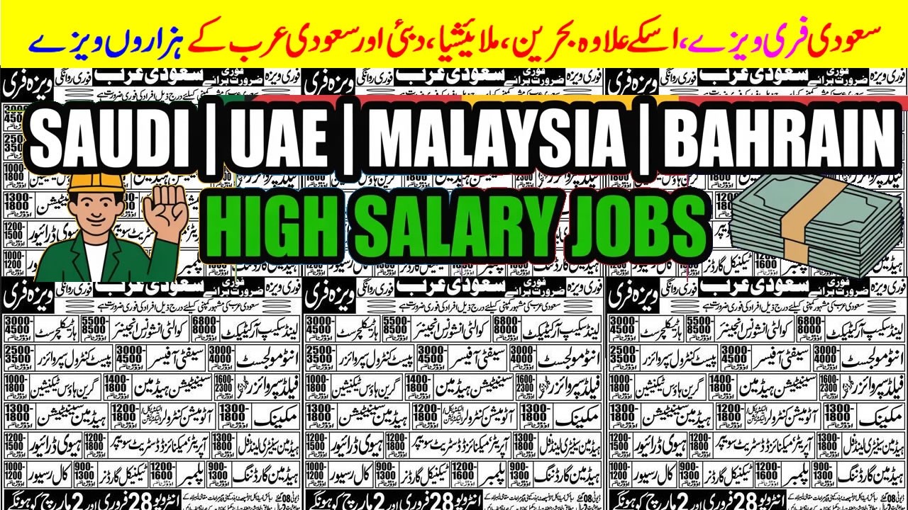Saudi Arabia Free Visa 2026 | Malaysia, Bahrain & UAE Urgent Jobs | High Salary Gulf Vacancies