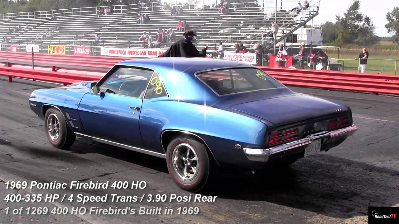 GTO Judge Ram Air III vs Ram Air 400 HO Firebird - 1/4 Mile Drag Race and Burnout - Road Test TV ®