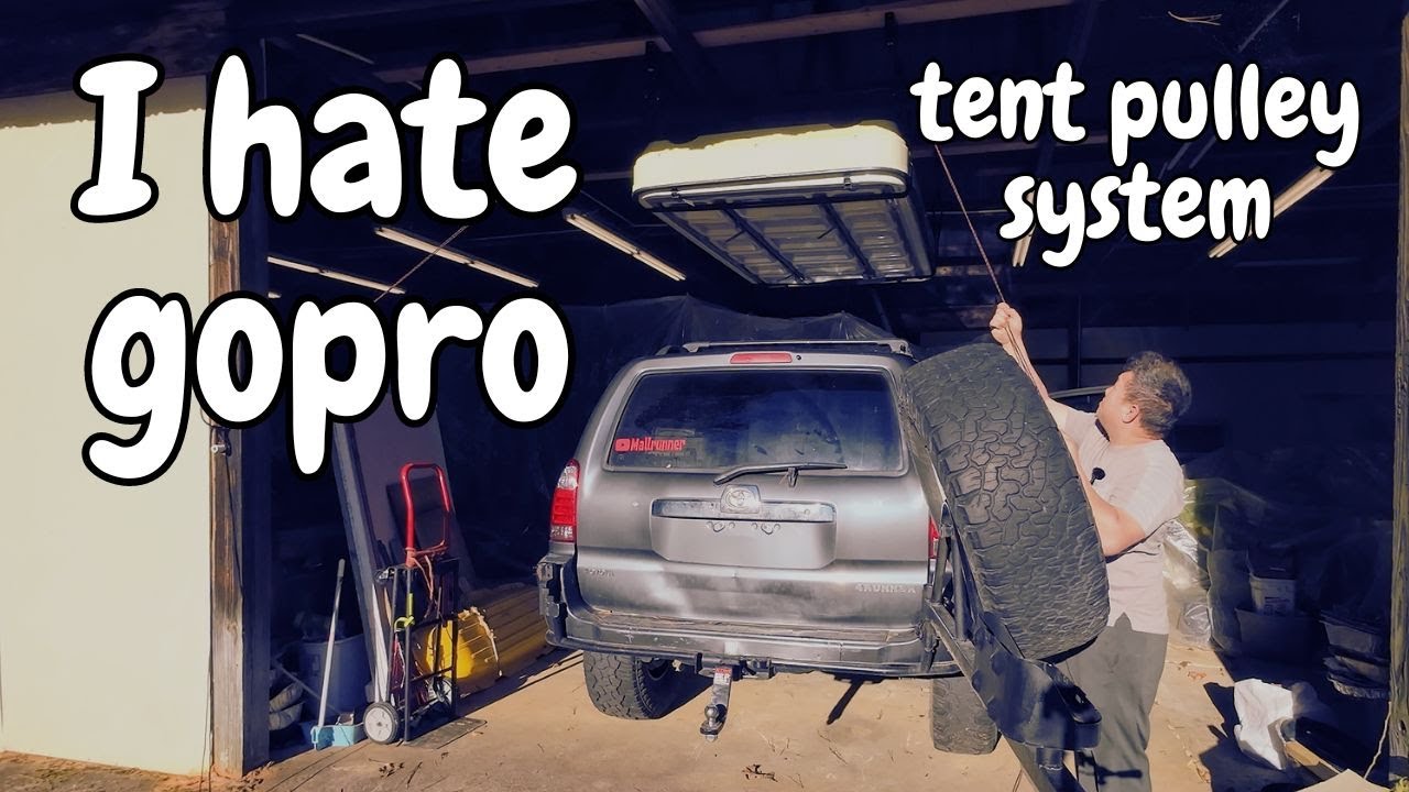 Roof top tent pulley system. I hate gopro. Dji action camera
