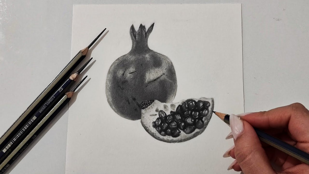How to Draw a Realistic Pomegranate with Pencil