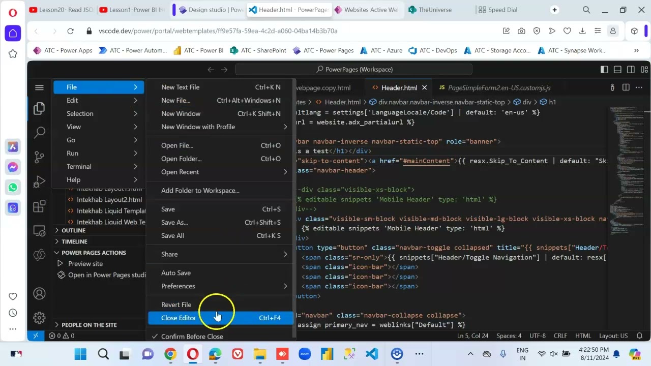 Lesson619 - Power Pages - Edit Header  - Power Apps 1000 Videos