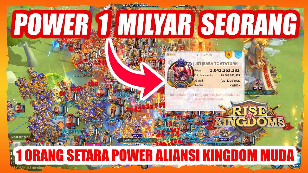 POWER 1 MILYAR SEORANG SETARA POWER 1 ALIANSI KD MUDA !! WAR KVK 1365 VS 1875 ROK !!