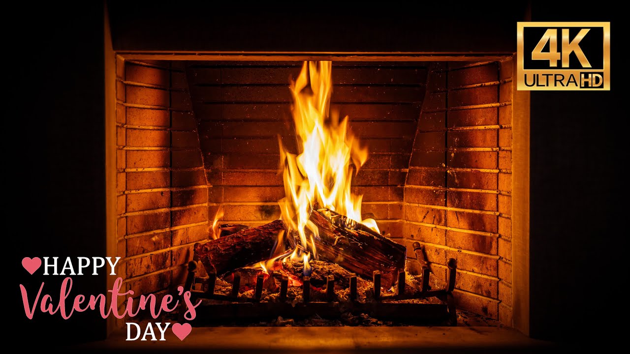 Romantic Crackling Fireplace | Valentine's Day 2024